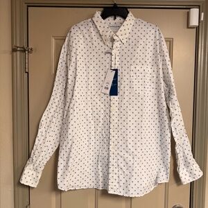 Saddlebred Classic Fit Comfort Flex Mens Size XXL White & Blue Button-Down Shirt